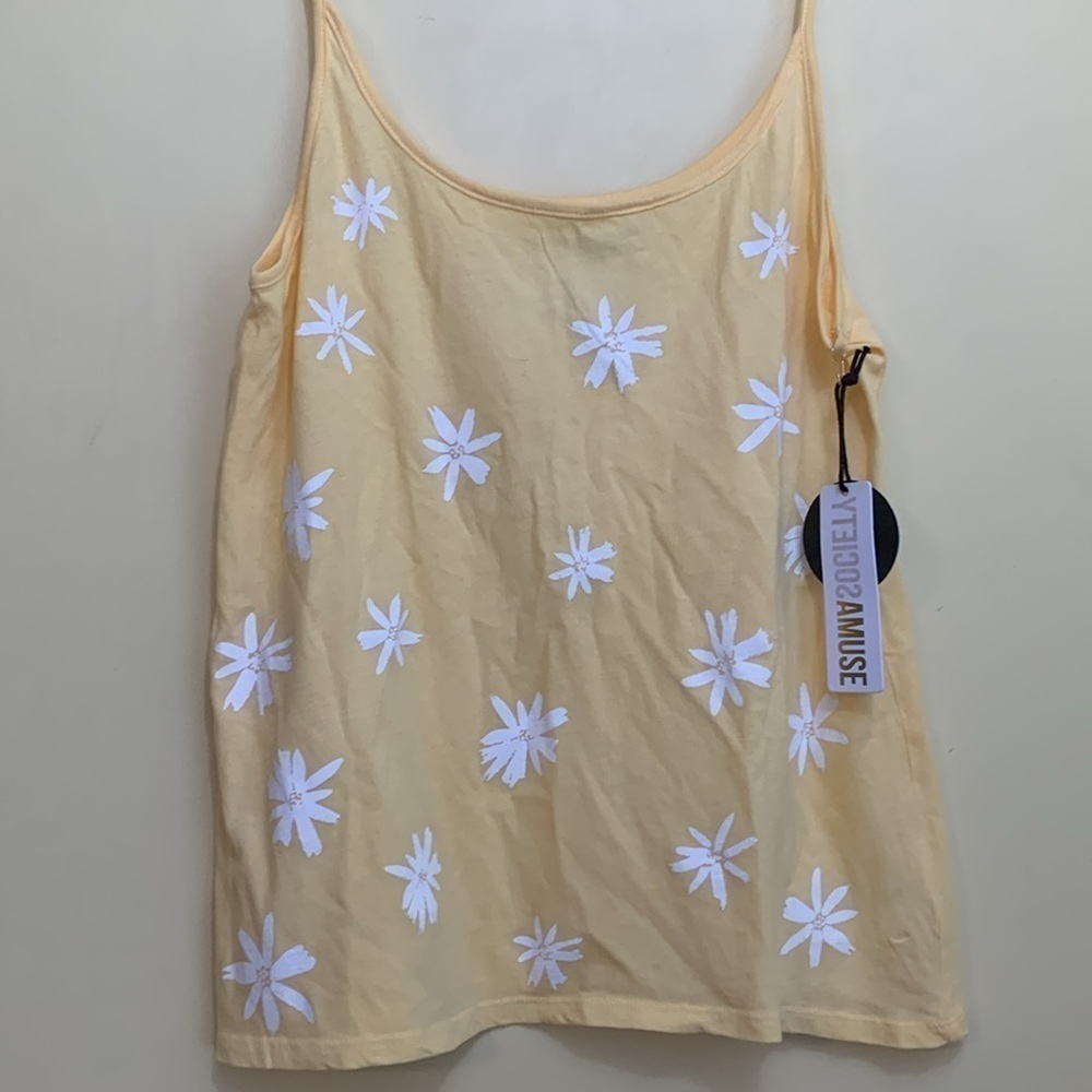 Amuse Society NWT Feel Ya Daisy Graphic Yellow White Floral Tank Top MSRP $30 XS - Picture 3 of 8